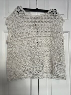 White Crochet Lace Cap Sleeve Top